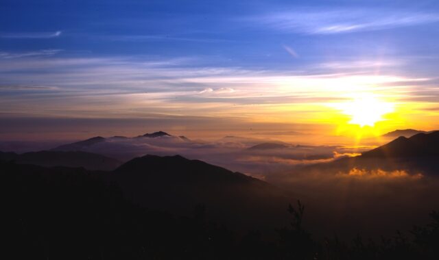 mountain, nature, sunrise, solar