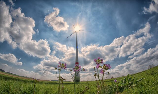windmill, sun, sunbeams, clouds, backlighting, nature, high contrast, wind power, heaven, environmental engineering, power generation, wind turbine, wind energy, electricity, energy, environment, alternative energy, renewable energy, ecology, ultra wide angle