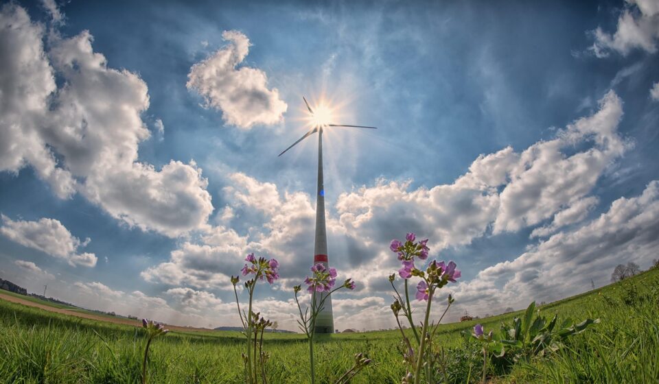 windmill, sun, sunbeams, clouds, backlighting, nature, high contrast, wind power, heaven, environmental engineering, power generation, wind turbine, wind energy, electricity, energy, environment, alternative energy, renewable energy, ecology, ultra wide angle