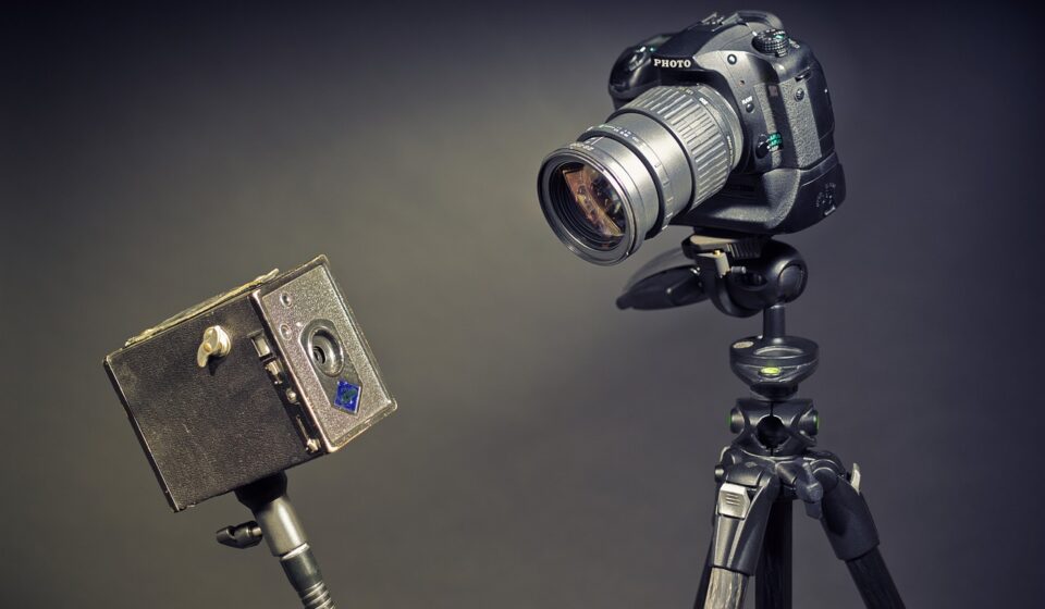 cameras, old camera, new camera, vintage camera, modern camera, old, new, generation problem, concept, photography, photography equipment