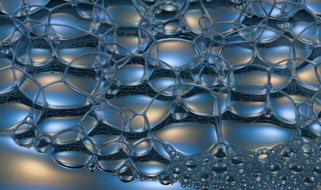 air bubbles, nature, blow, water, surface tension, surface, blue, template, macro