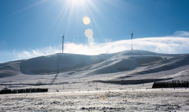 wind generator, winter, hill, season, power
