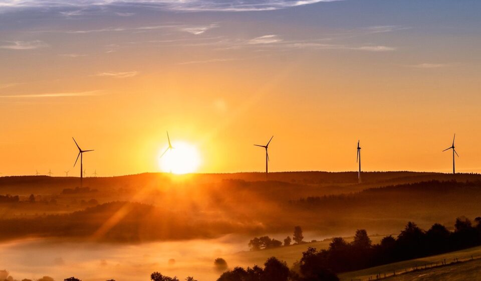 pxclimateaction, wind turbine, renewable energy, wind farm, windmills, pinwheels, wind energy, nature, sunrise, morning mist, sunlight, landscape