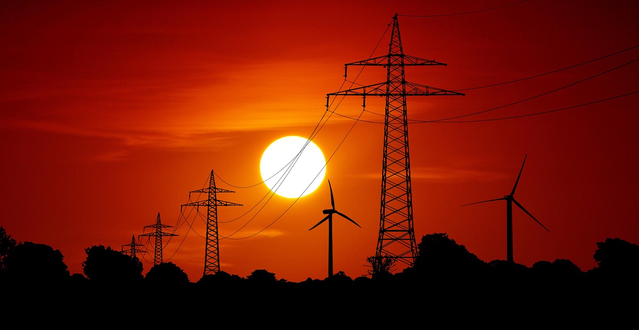 solar energy, windmill, pxclimate protection, wind energy, wind turbine, power pole, sustainability, sunrise, energy, sunset, power lines, regenerative energy, electricity, innovation, electricity transport, climate change, resources, future, high voltage pylon, evening light, evening mood, industry, high voltage