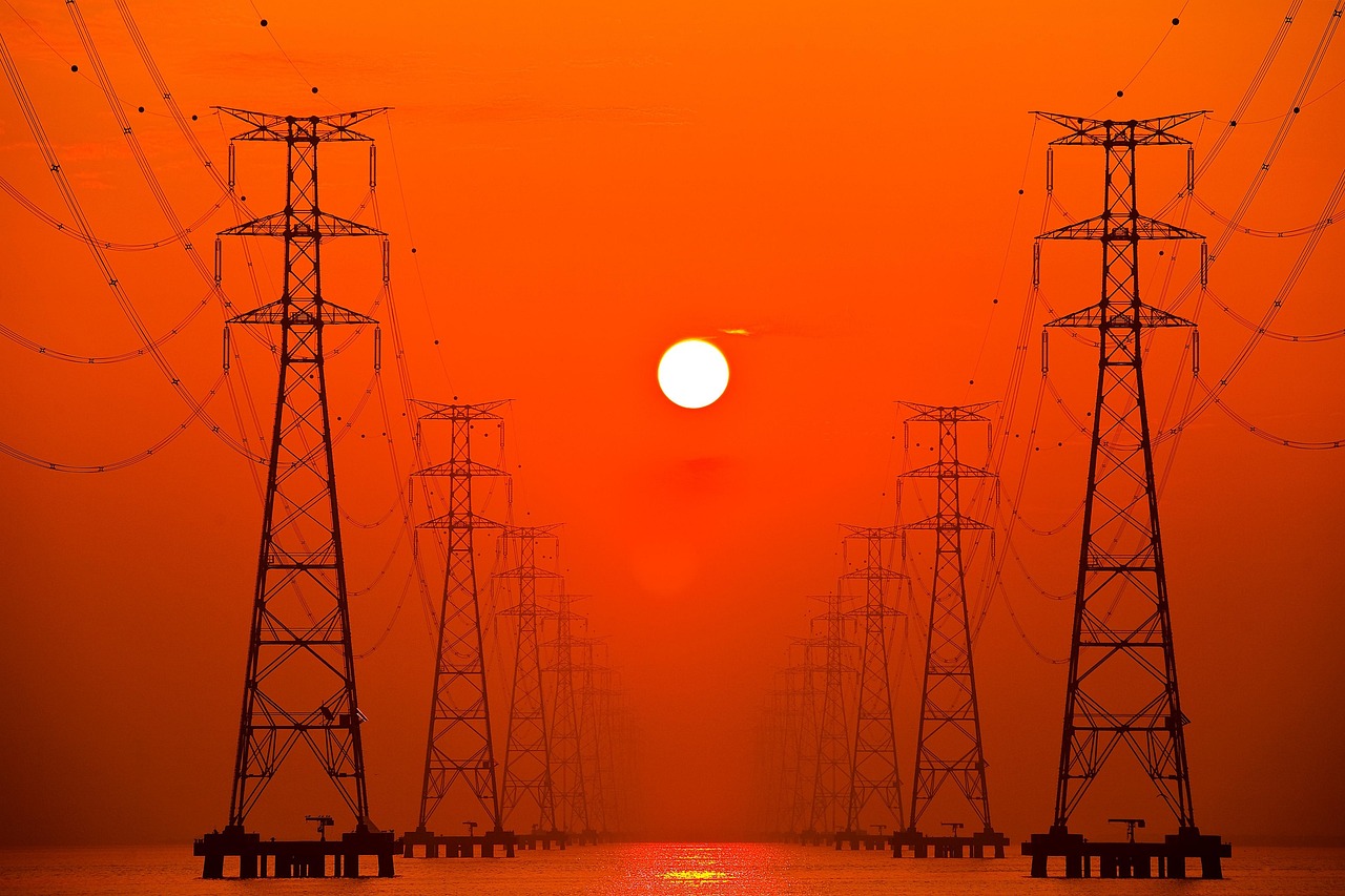 power pole, jeonju, solar, sea, romance, sky, beach, nature, republic of korea, glow, sunset, korea, electric, red