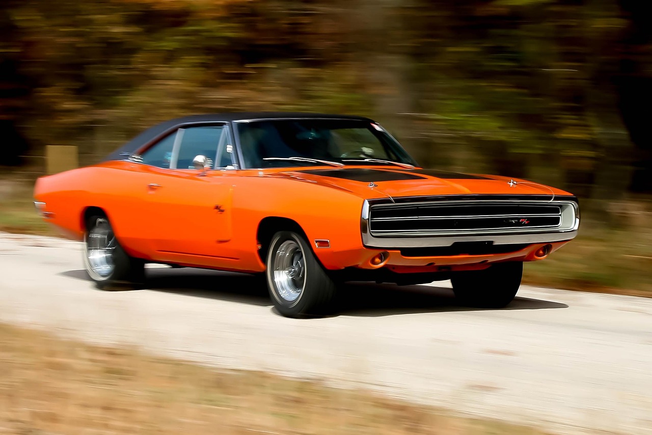 charger, car, car wallpapers, orange, dodge, road, motion, brown car